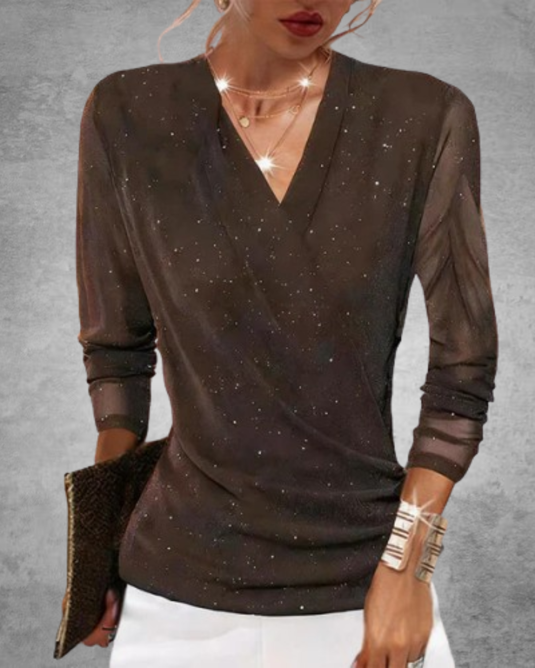 Aria | Blusa cruzada con brillantes