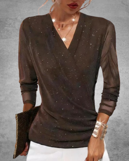 Aria | Blusa cruzada con brillantes