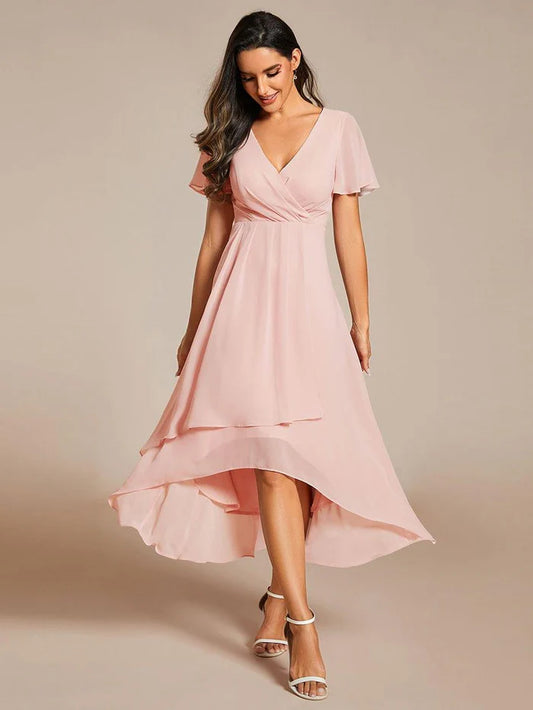 Ariadna - Vestido midi de gasa con mangas de volantes