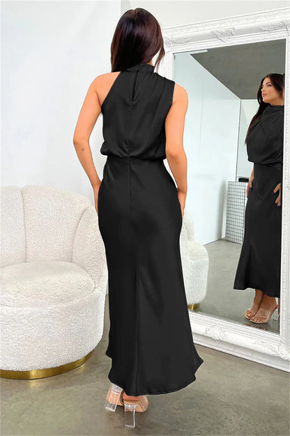Beatriz - Vestido largo elegante con cuello drapeado