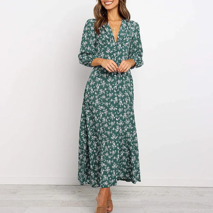 Eli™ Vestido largo con estampado floral y encanto atemporal