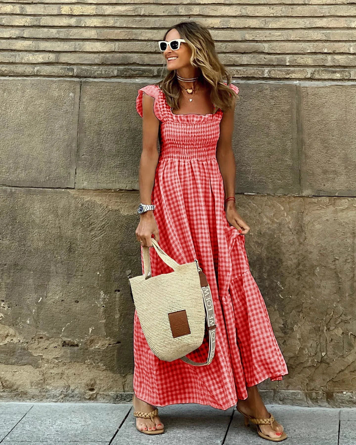 Francisca™  Vestido largo con tirantes de volante y corte elástico