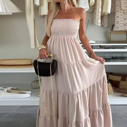 Aria™ | Vestido largo palabra de honor con vuelo y estilo bohemio