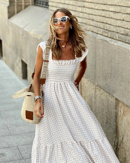 Francisca™  Vestido largo con tirantes de volante y corte elástico
