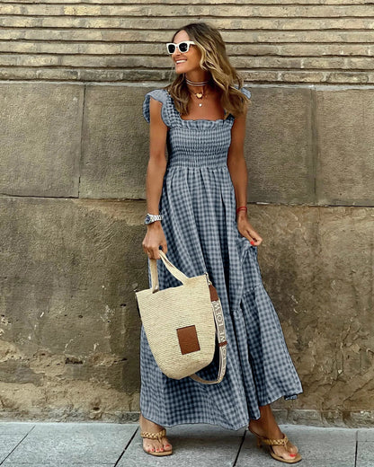 Francisca™  Vestido largo con tirantes de volante y corte elástico