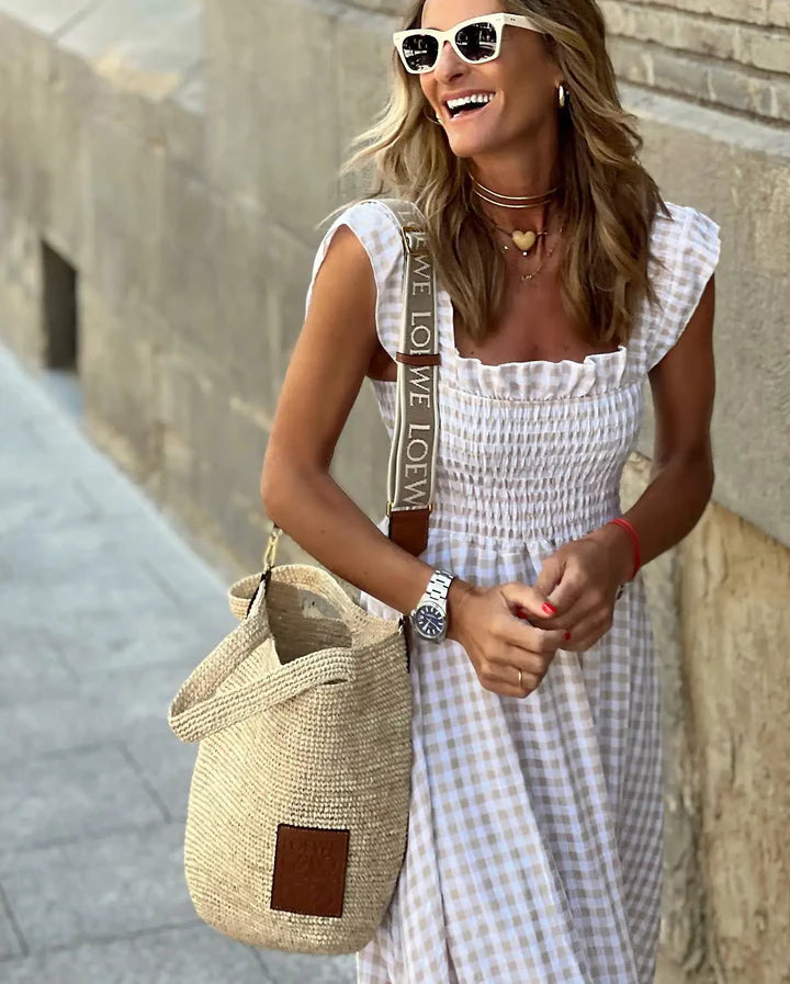 Francisca™  Vestido largo con tirantes de volante y corte elástico