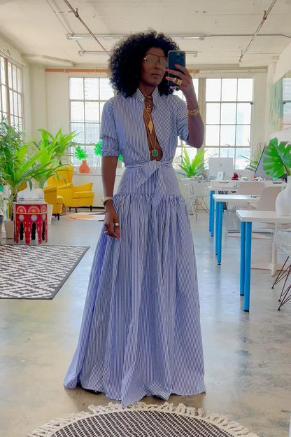 Roma - Conjunto de falda y blusa a rayas