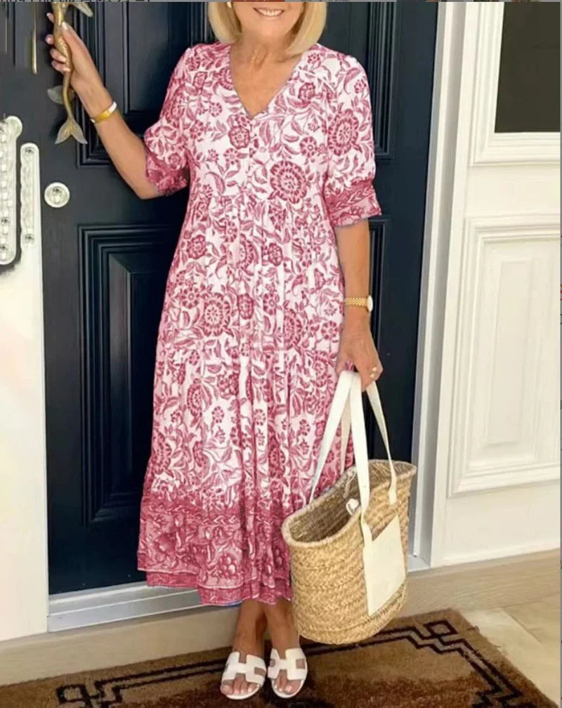 Pamela™ vestido floral con corte suelto y estilo relajado