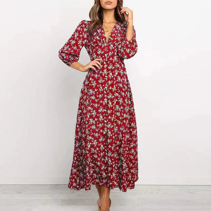 Eli™ Vestido largo con estampado floral y encanto atemporal