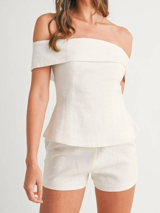 Alicia - Conjunto blanco de dos piezas elegante