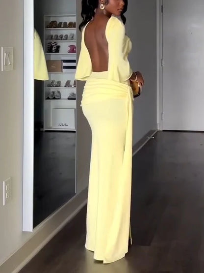 Gala - Vestido maxi con capa y espalda descubierta