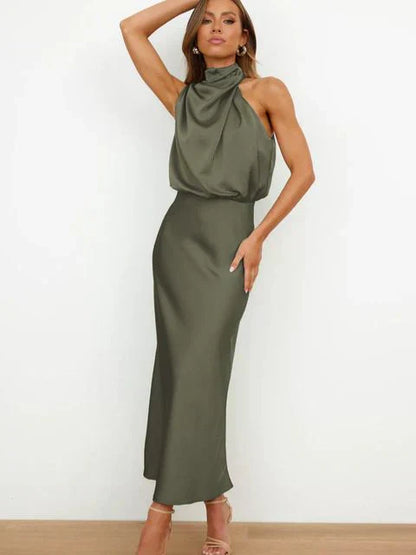 Beatriz - Vestido largo elegante con cuello drapeado