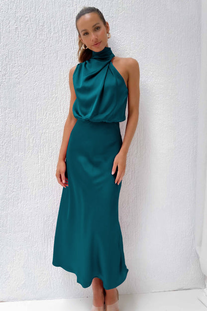 Beatriz - Vestido largo elegante con cuello drapeado