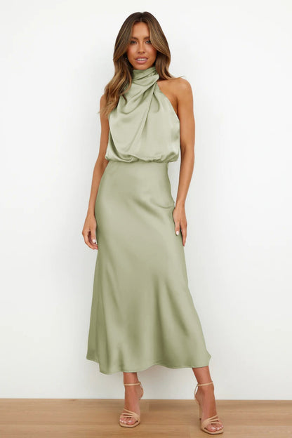 Beatriz - Vestido largo elegante con cuello drapeado