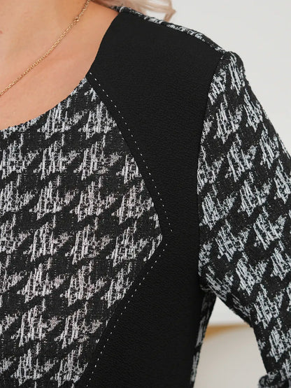 Adriana – Vestido cálido entallado con estampado de cuadros