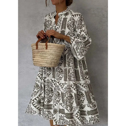 Lorena - Vestido elegante con estampado mediterráneo