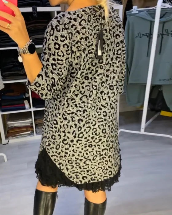 Yolanda - Vestido adelgazante con estampado de leopardo