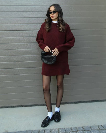 Lara - Conjunto de otoño de punto con jersey y falda