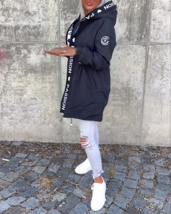 Iris - Abrigo informal con capucha y cordón ajustable