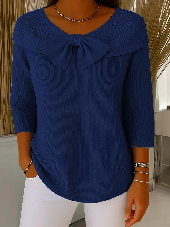 Lidia - Blusa de punto elegante con lazo en el cuello