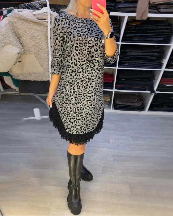 Yolanda - Vestido adelgazante con estampado de leopardo