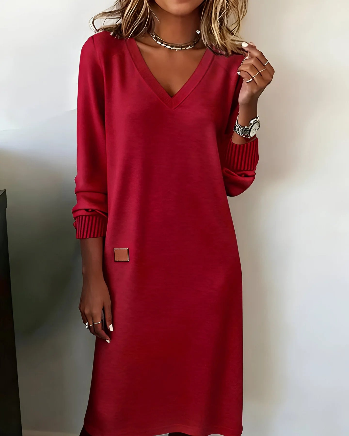 Helena - Vestido de punto suave con cuello en V