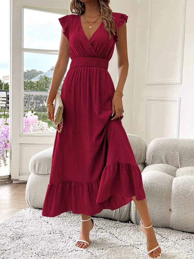 Carmen™ Vestido con escote cruzado, cintura fruncida y volantes