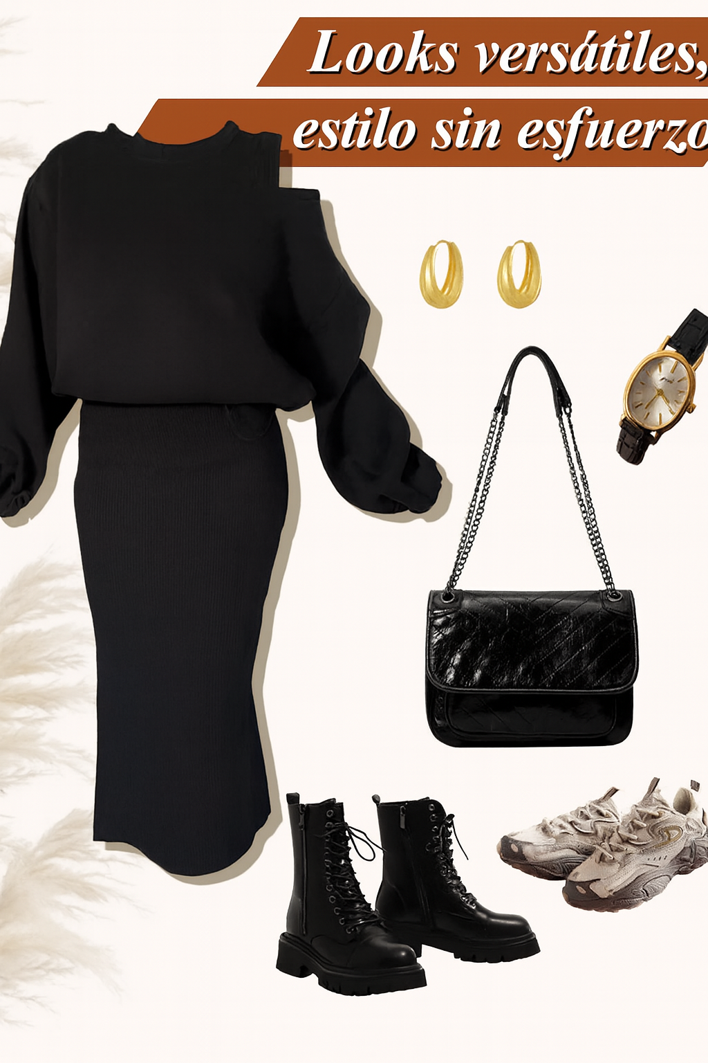 Livia - Conjunto de mujer con hombros caídos, sudadera y vestido sin mangas