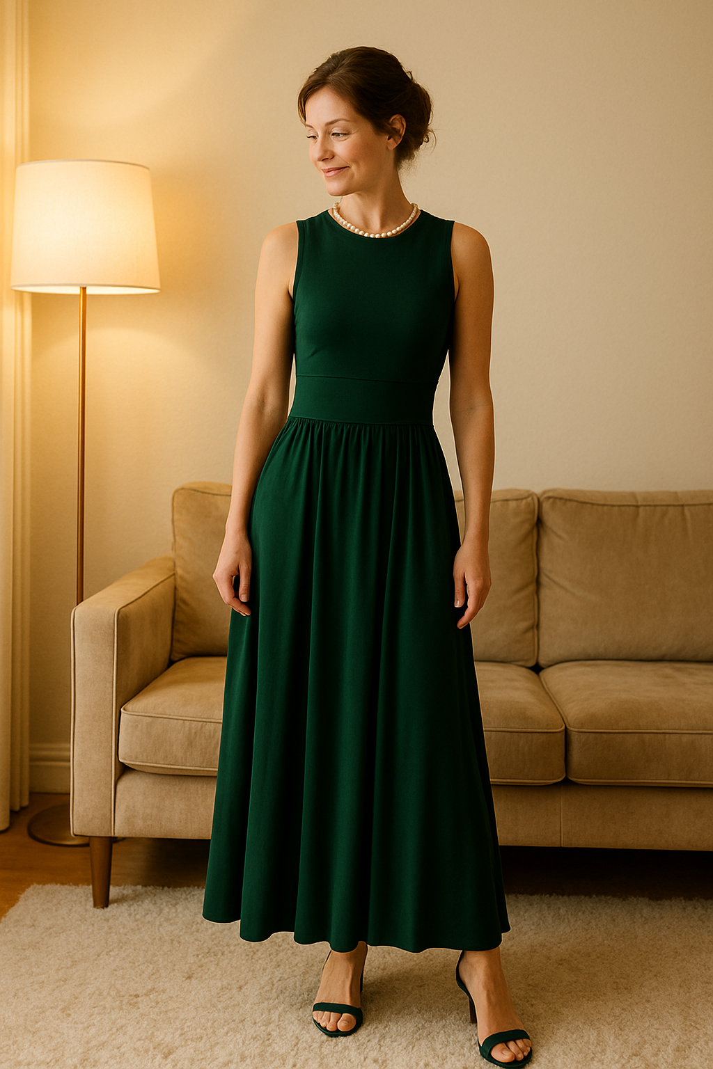 Mara - Vestido largo sin mangas con vuelo elegante y bolsillos
