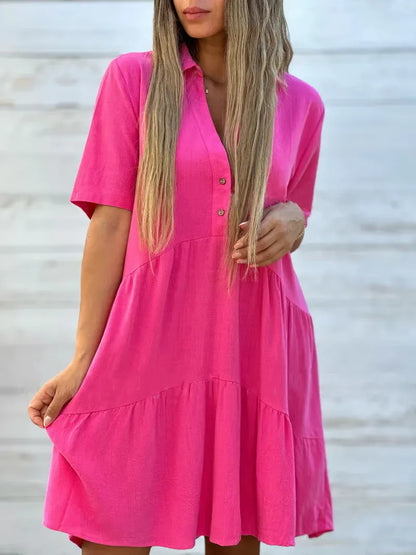 Mirella™ – Vestido Camisero Corto y Fluido
