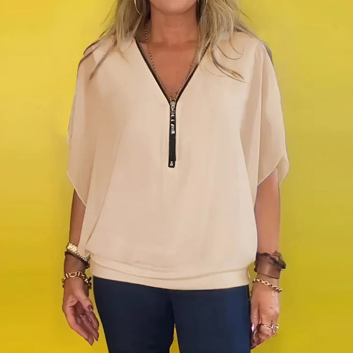 Paloma - Blusa informal con cremallera para mujer