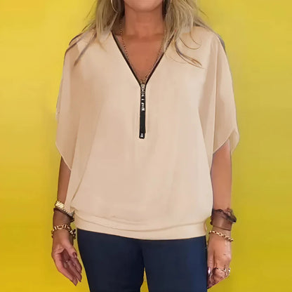 Paloma - Blusa informal con cremallera para mujer