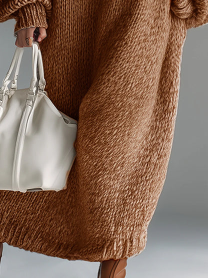 Lara – Vestido maxi de punto urbano elegante con cuello redondo