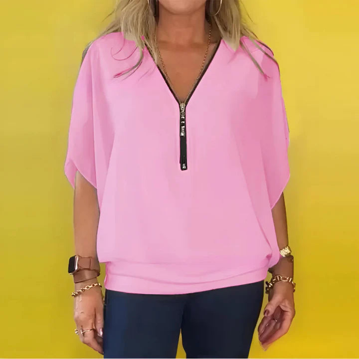 Paloma - Blusa informal con cremallera para mujer