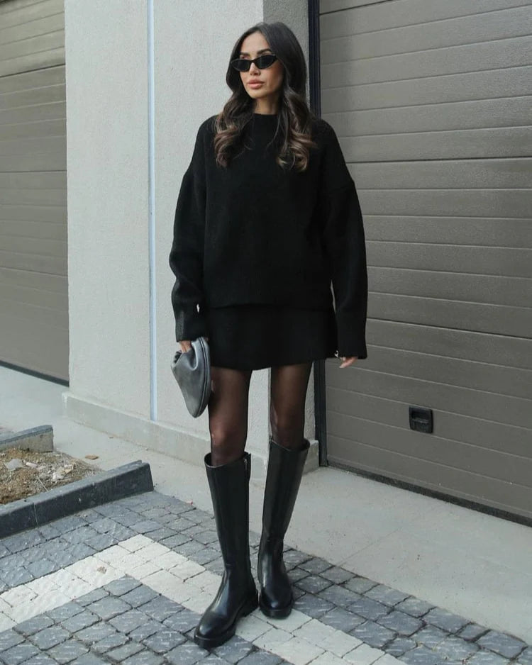 Lara - Conjunto de otoño de punto con jersey y falda