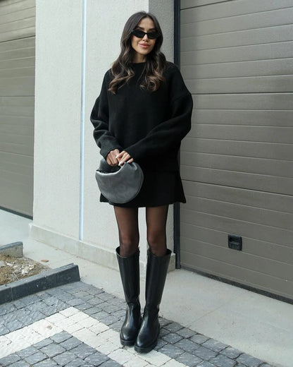 Lara - Conjunto de otoño de punto con jersey y falda