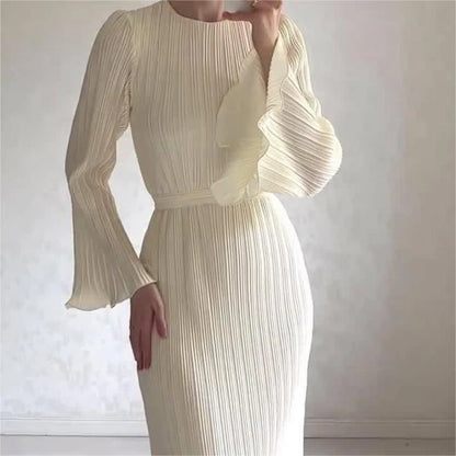 Felicia™ – Vestido largo plisado con mangas acampanadas