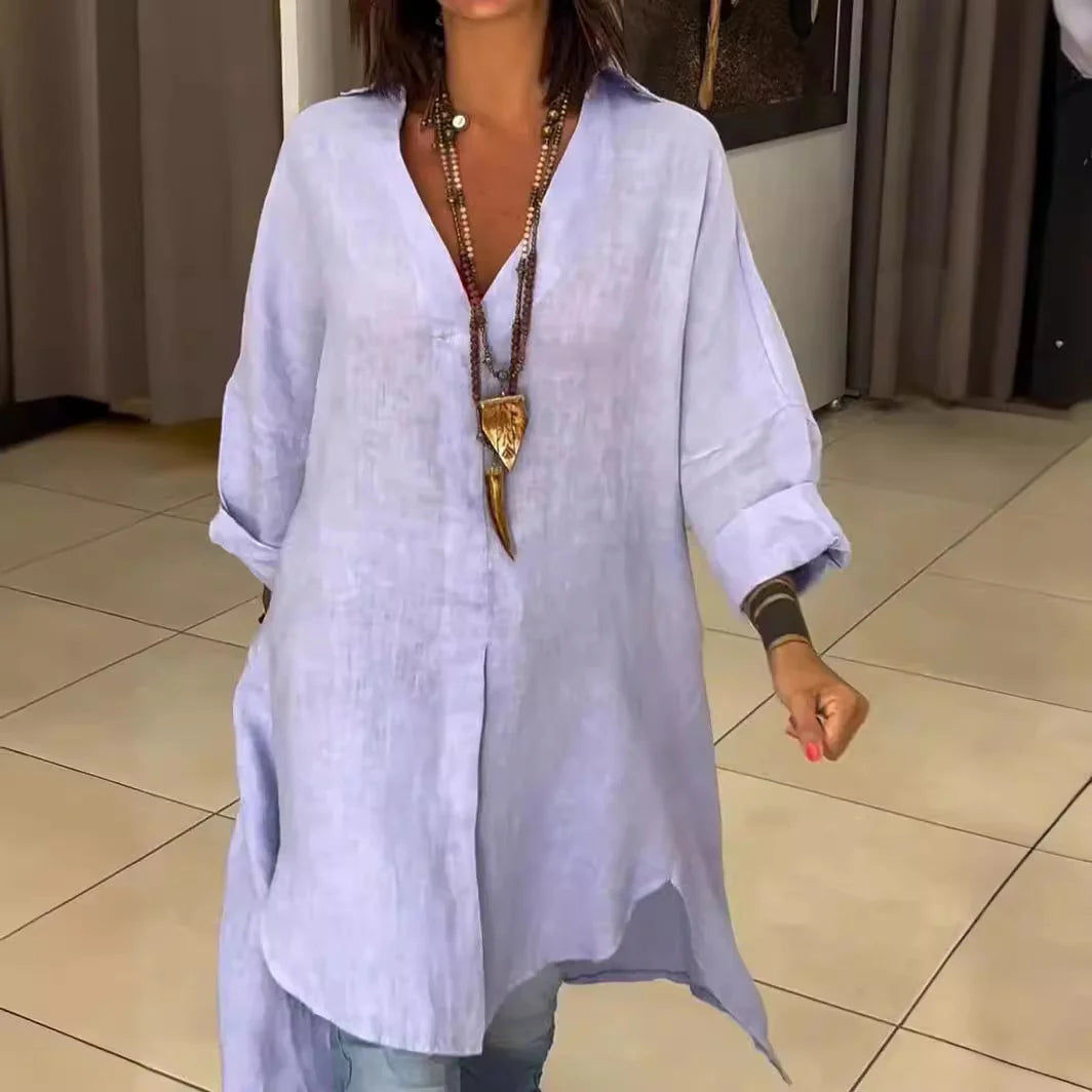 Lara™ – Blusón camisero de estilo relajado