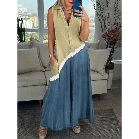 Vera - Vestido sin mangas con cuello en V y estampado tie-dye