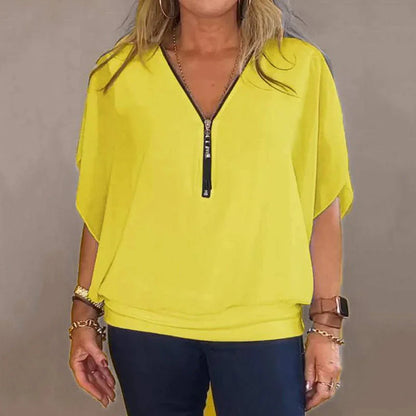 Paloma - Blusa informal con cremallera para mujer