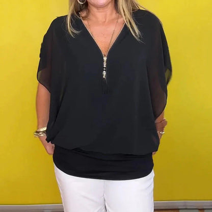 Paloma - Blusa informal con cremallera para mujer