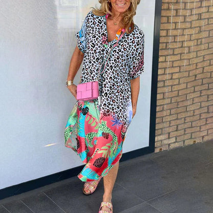 Lorena - Vestido camisero con estampado de leopardo y caída fluida