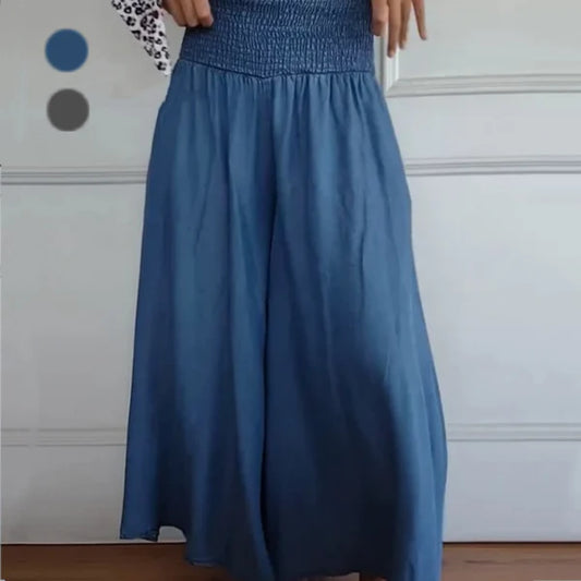 Celia™ | Pantalón ancho con cintura fruncida y bolsillos