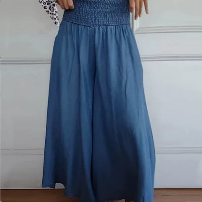 Celia™ | Pantalón ancho con cintura fruncida y bolsillos