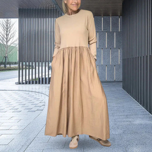 Carmen - Vestido midi fluido con manga larga y bolsillos