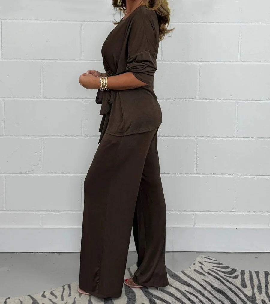 Lorena - Conjunto suave de dos piezas de manga larga