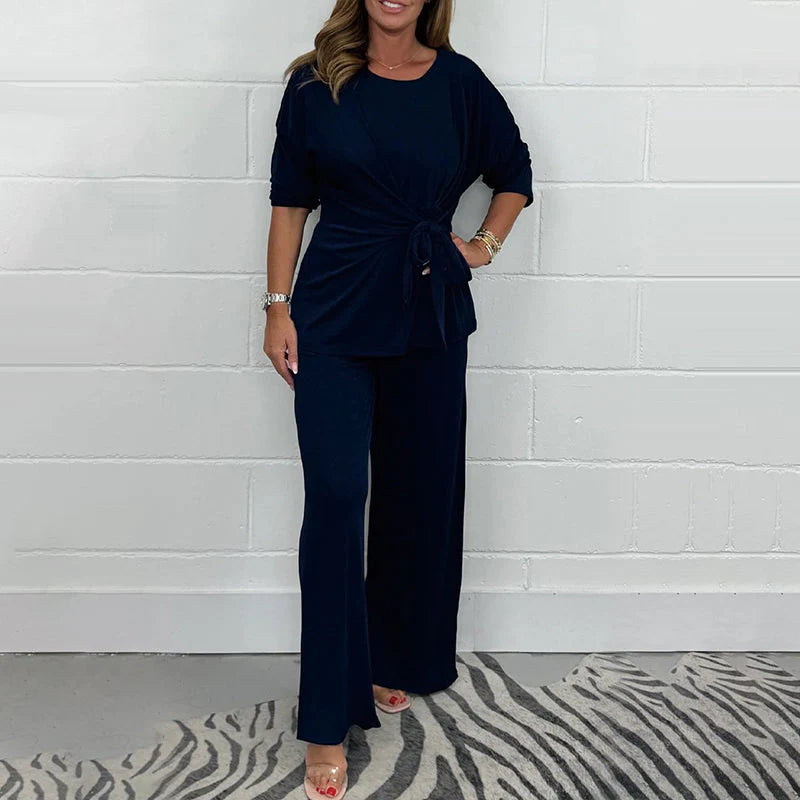 Lorena - Conjunto suave de dos piezas de manga larga