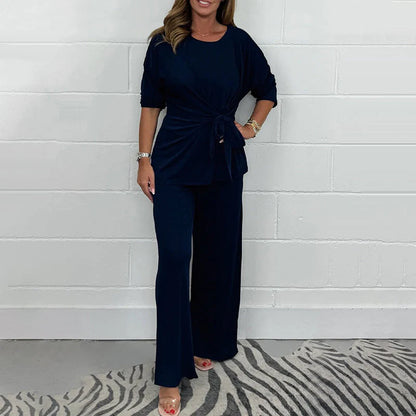 Lorena - Conjunto suave de dos piezas de manga larga