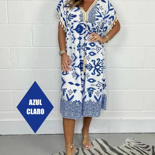 Celia™ Vestido Corto de Punto con Flecos