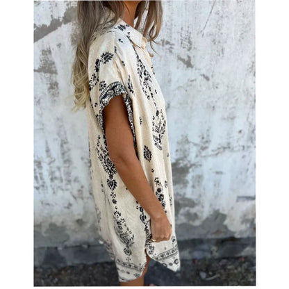 Eva™ Vestido Clásico con Estampado – Elegancia Natural y Confort Diario